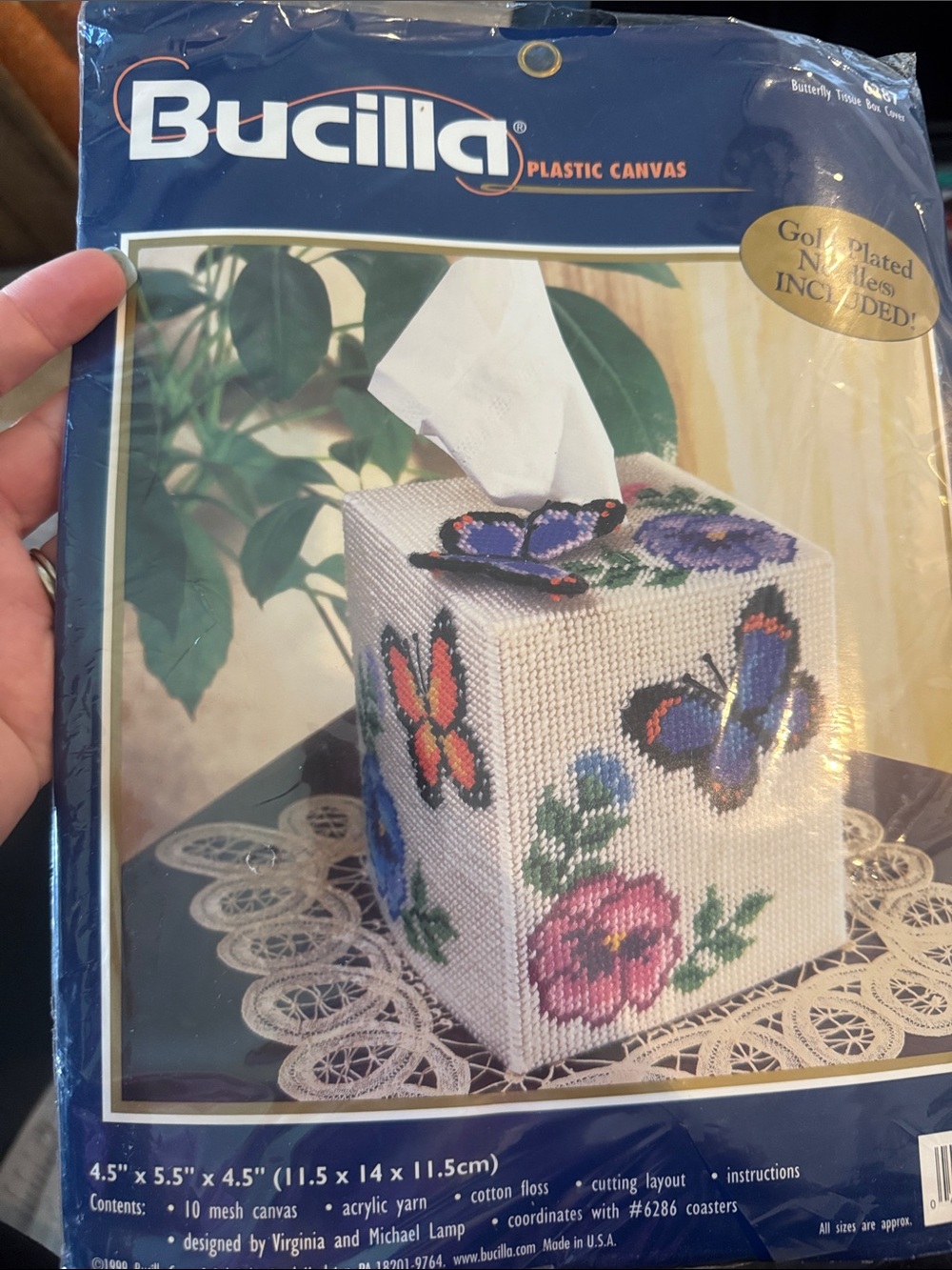 Bucilla Butterfly & Floral Tissue Box Plastic Canvas Kit - needle point